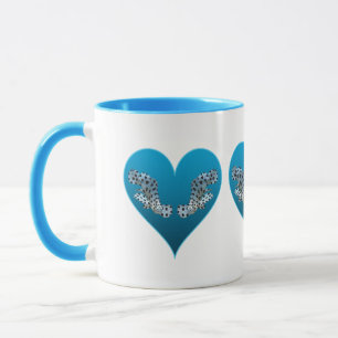 Mug Mérou - Cœurs bleus, disposés horizontalement
