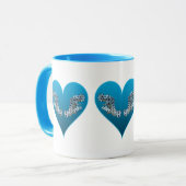 Mug Mérou - Cœurs bleus, disposés horizontalement | (Devant gauche)