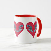 Mug Mérou - Cœurs rouges, disposés horizontalement |  (Devant droit)