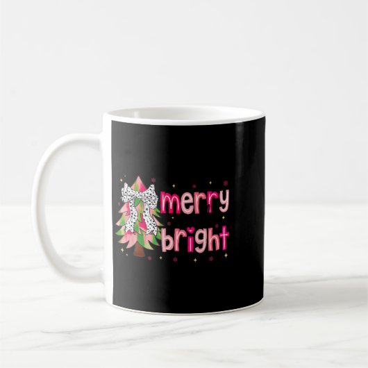 Mug Merry And Bright Christmas Tree Nk Coquette Bow Wo (Gauche)
