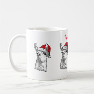 Mug Merry and bright customisable Llama fun Christmas 