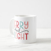 Mug "Merry and Bright" Pink and Mint Modern Christmas (Devant gauche)