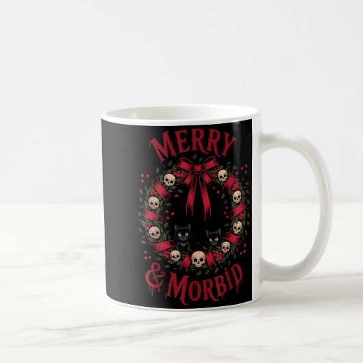 Mug Merry And Morbid Christmas Funny Cute Cats Goth Cr (Droite)