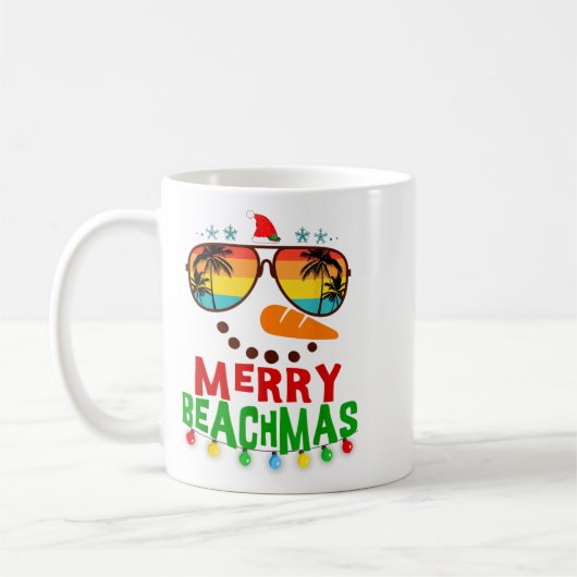 Mug Merry Beachmas Trocal Christmas Hawaii Snowman Bea (Gauche)