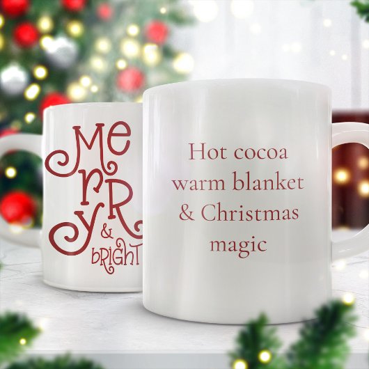 Mug Merry Bright Festive Citation Berry Red Christmas