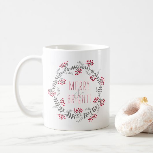 Mug Merry & Bright Wreath (Avec donut)