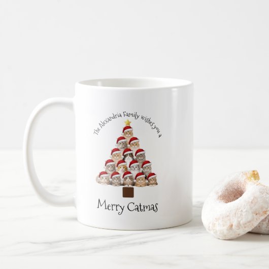 Mug Merry Catmas Personalized Family Christmas Holiday (Avec donut)