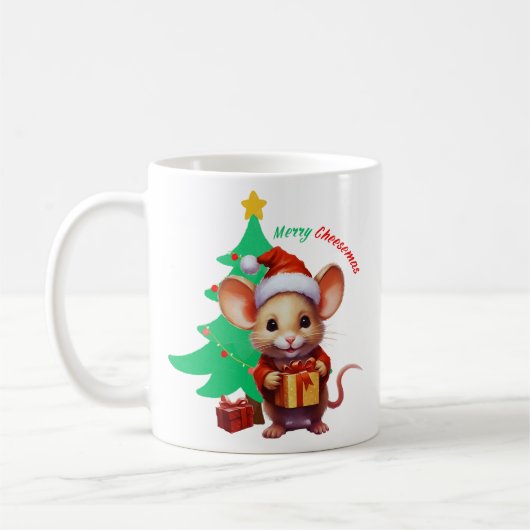 Mug Merry Cheesemas - Cute Mouse - (Gauche)