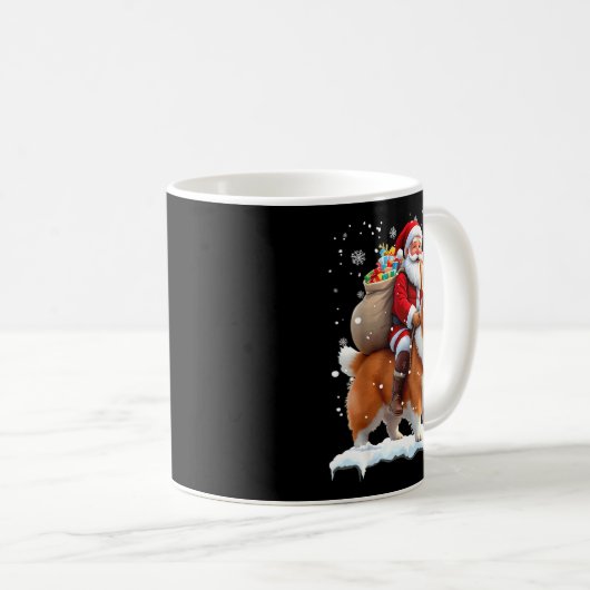 Mug Merry Christmas 2025 Santa Riding Corgi Dog Xmas (Devant droit)