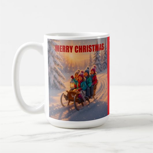 MUG MERRY CHRISTMAS BIG SNOWMAN WINTER SCENE (Gauche)