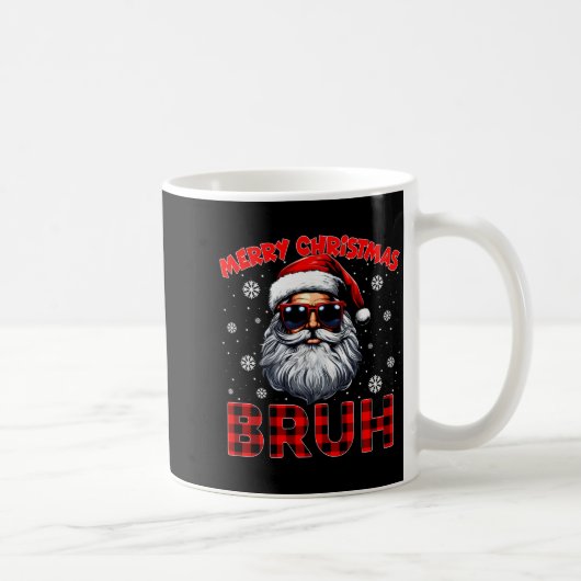 Mug Merry Christmas Bruh Red Plaid Funny Santa Claus M (Droite)