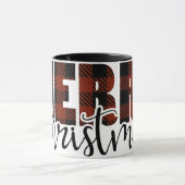 Mug MERRY CHRISTMAS buffle plaid rouge (Centre)