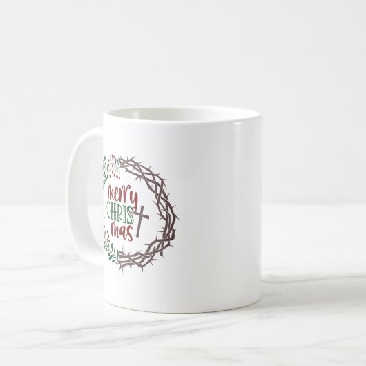 Mug Merry CHRISTmas Christian Scripture Wreath 11oz (Devant gauche)