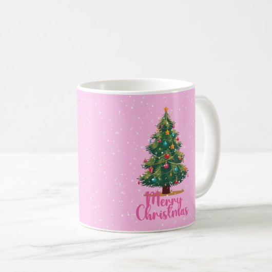 Mug Merry Christmas, Christmas Tree, Pink, Holiday (Devant droit)