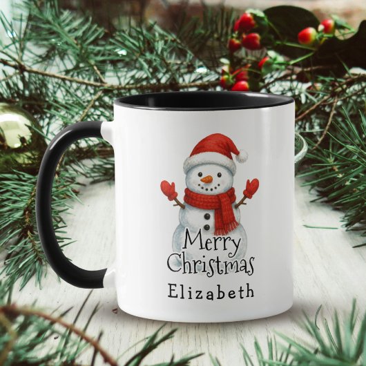 Mug Merry Christmas Cute Happy Snowman Kids Winter