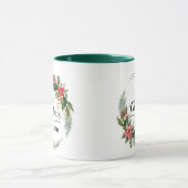 Mug Merry Christmas Floral Wreath and Script Green (Centre)