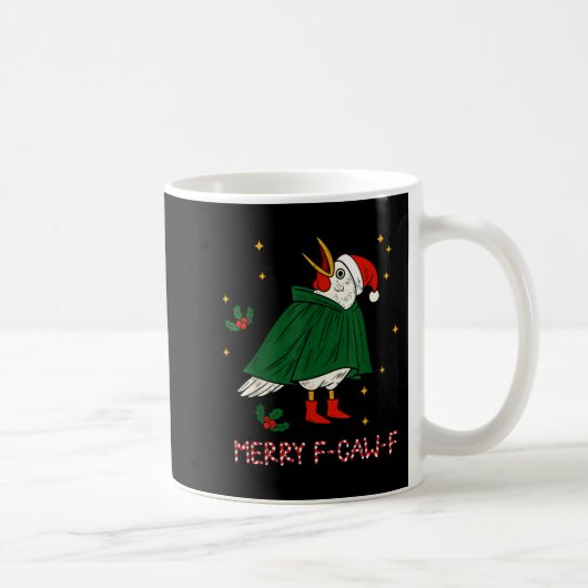 Mug Merry Christmas Funny Raven Bird F-caw-f Xmas Holi (Droite)