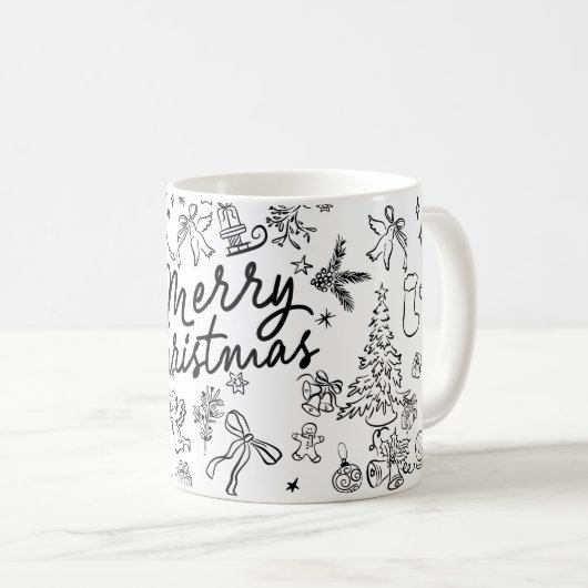Mug Merry Christmas Hand Draw (Devant droit)