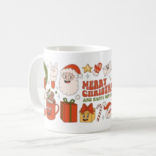 Mug Merry Christmas & Happy New Year Cute Cartoon Xmas (Devant gauche)