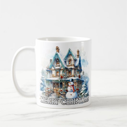 Mug Merry Christmas Holiday Winter Snowman (Gauche)