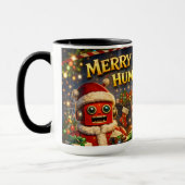 Mug Merry Christmas human unit funny robot holiday to (Gauche)