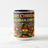 Mug Merry Christmas human unit funny robot holiday to (Centre)