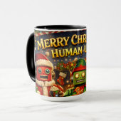 Mug Merry Christmas human unit funny robot holiday to (Devant gauche)