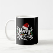 Mug Merry Christmas Lights Red Santa Hat Xmas Family  (Gauche)