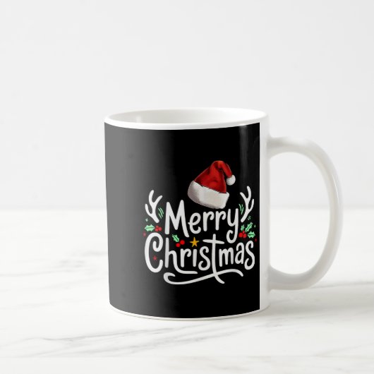 Mug Merry Christmas Lights Red Santa Hat Xmas Family  (Droite)