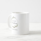 Mug Merry Christmas Minimalist Name Wreath (Devant gauche)