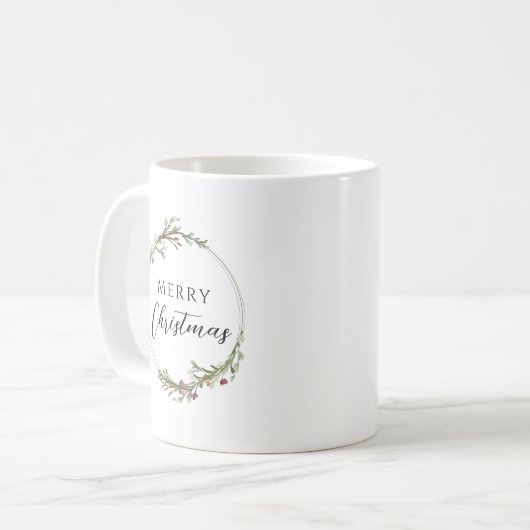 Mug Merry Christmas Minimalist Wreath (Devant gauche)