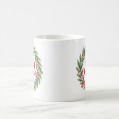 Mug Merry Christmas On Red Green Holly Wreath Holiday (Centre)