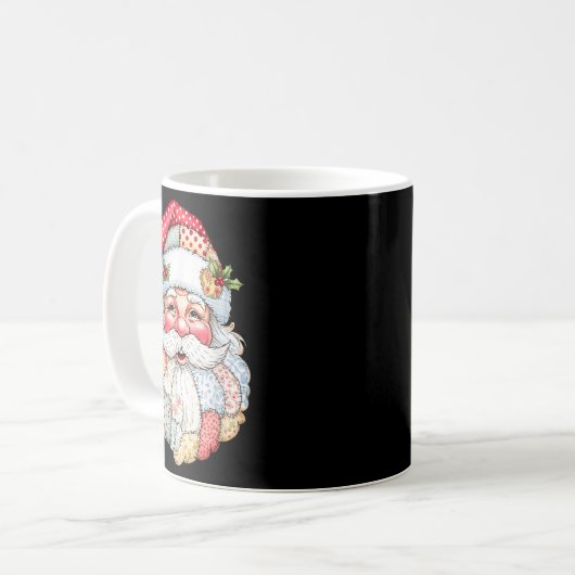 Mug Merry Christmas Patchwork Santa Claus Face X-mas H (Devant gauche)