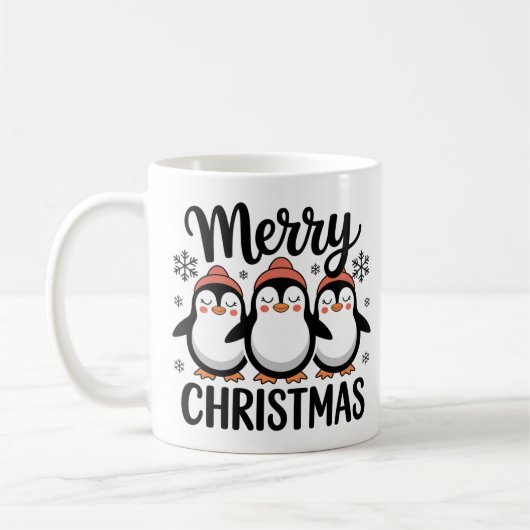 Mug Merry Christmas Penguin Mug, Cute Holiday Coffee  (Gauche)
