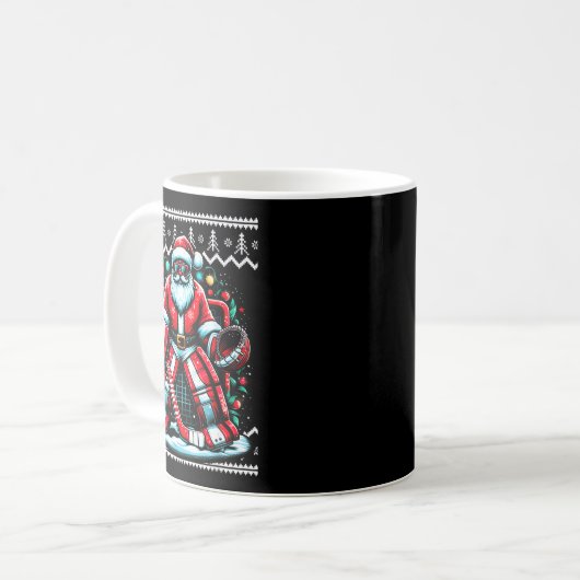 Mug Merry Christmas Santa Hockey Goalie Ugly Christmas (Devant gauche)