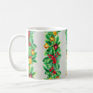 Mug Merry Christmas seamless pattern with garlands. Wa