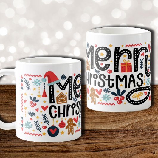Mug MERRY CHRISTMAS Typographie Vacances