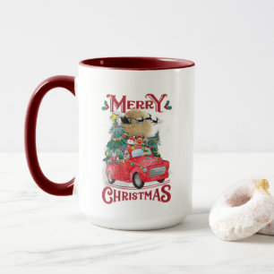 Mug Merry Christmas Vintage Red Santa Truck