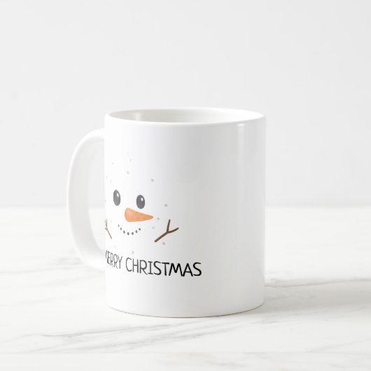Mug Merry Christmas winter snowman happy smile face (Devant gauche)