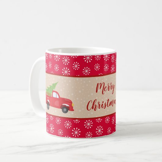 Mug Merry Christmas with Truck and Tree, Family (Devant gauche)