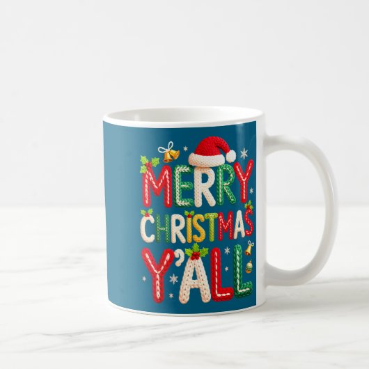 Mug Merry Christmas Y'all Santa Crochet Knitting Quilt (Droite)