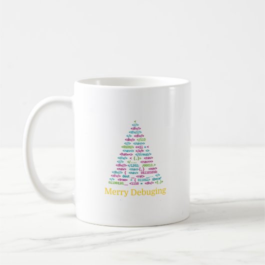 Mug Merry Debugging Code Christmas Tree Art (Gauche)