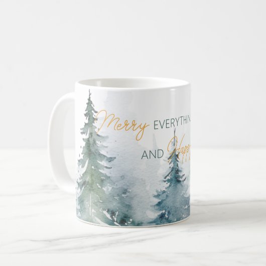 Mug Merry Everything Happy Always Trees Personalized (Devant gauche)