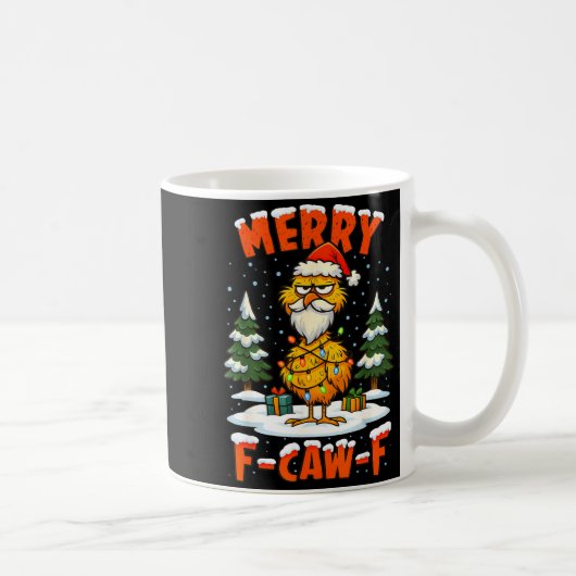 Mug Merry F-caw-f Chicken Christmas Funny Rooster Men (Droite)