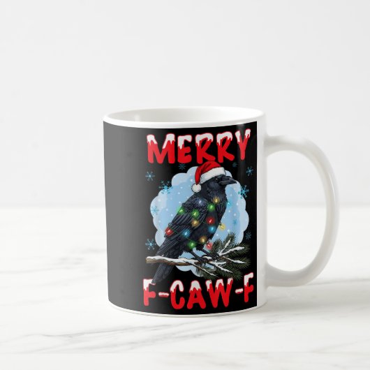 Mug Merry F-caw-f Crow Christmas Snowflake Xmas Lights (Droite)