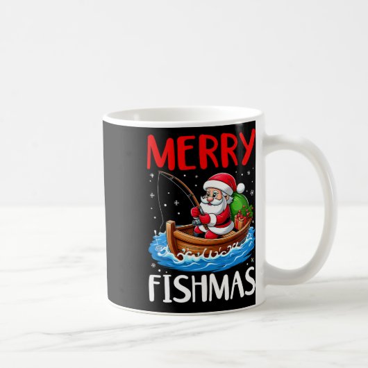 Mug Merry Fishmas Funny Noël Père Noël Pêche (Droite)