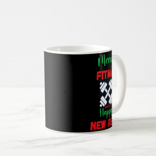 Mug Merry Fitmas And Happy New Rear Fitness Funny Xmas (Devant droit)