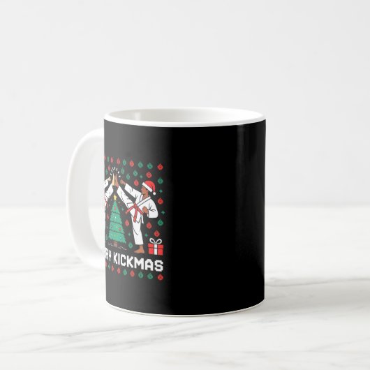 Mug Merry Kickmas Funny Karate Jiu Jitsu Ugly Christma (Devant gauche)