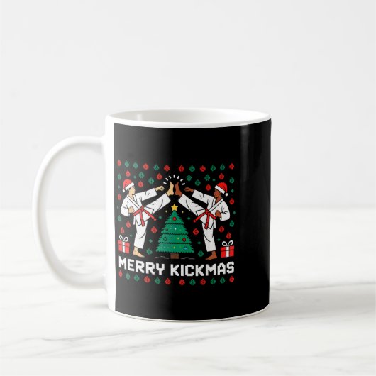 Mug Merry Kickmas Funny Karate Jiu Jitsu Ugly Christma (Gauche)