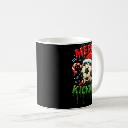 Mug Merry Kickmas Soccer Christmas Candy Cane Ice Crea (Devant droit)